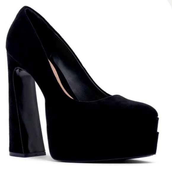 Fabulous D'Amelio Marlania Platform Pump - Black Lux Microsuede Size 9 - Picture 2 of 9